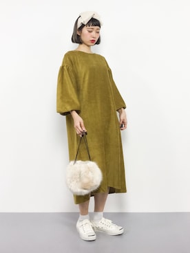 「chambre de charme（シャンブルドゥシャーム）のアイテム（ワンピース）」を使った、チョコビさん（レディース・154cm）の秋コーディネート