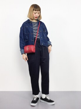 「ちょこびおすすめ」｜「アイテム（デニムジャケット）」を使った、チョコビさん（レディース・154cm）の秋コーディネート
