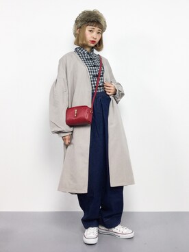 「select MOCA（セレクトモカ）のアイテム（トレンチコート）」を使った、チョコビさん（レディース・154cm）の秋コーディネート