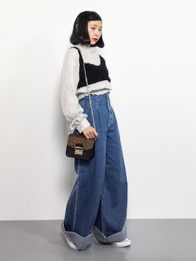 「ロールアップ」｜「アイテム（その他トップス）」を使った、チョコビさん（レディース・154cm）の秋コーディネート