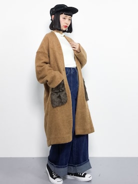「ちょこびおすすめ」｜「アイテム（ノーカラージャケット）」を使った、チョコビさん（レディース・154cm）の秋コーディネート