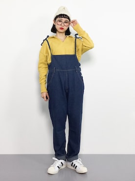 「coca（coca）（コカ）のアイテム（サロペット/オーバーオール）」を使った、チョコビさん（レディース・154cm）の秋コーディネート