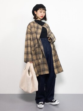 「ちょこびおすすめ」｜「アイテム（ノーカラージャケット）」を使った、チョコビさん（レディース・154cm）の秋コーディネート