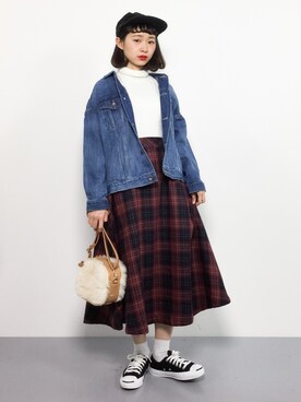 「ちょこびおすすめ」｜「アイテム（デニムジャケット）」を使った、チョコビさん（レディース・154cm）の秋コーディネート
