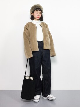 「ちょこびおすすめ」｜「アイテム（その他アウター）」を使った、チョコビさん（レディース・154cm）の秋コーディネート