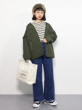 「ちょこびおすすめ」｜「アイテム（その他アウター）」を使った、チョコビさん（レディース・154cm）の秋コーディネート