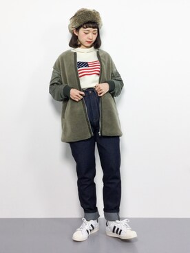 「ちょこびおすすめ」｜「アイテム（その他アウター）」を使った、チョコビさん（レディース・154cm）の秋コーディネート