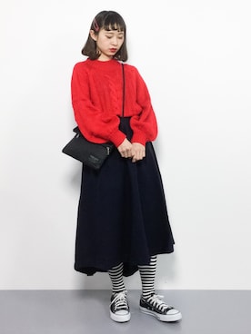 「青文字系」｜チョコビさん（レディース・154cm）の冬コーディネート