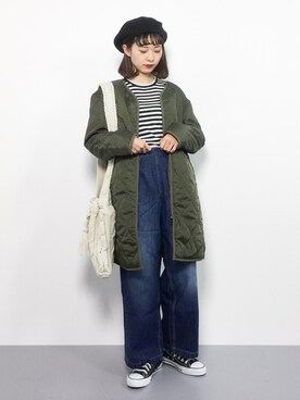 「ちょこびおすすめ」｜「アイテム（ノーカラージャケット）」を使った、チョコビさん（レディース・154cm）の冬コーディネート