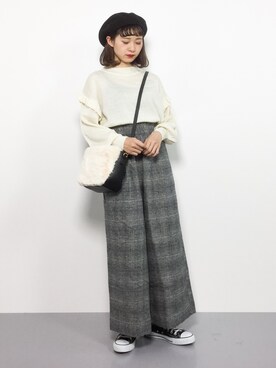 「Samansa Mos2 blue（サマンサモスモスブルー）のアイテム（パンツ）」を使った、チョコビさん（レディース・154cm）の冬コーディネート
