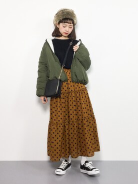 「ちょこびおすすめ」｜「アイテム（ブルゾン）」を使った、チョコビさん（レディース・154cm）の冬コーディネート