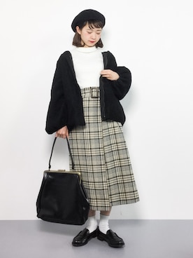 「ちょこびおすすめ」｜「アイテム（ブルゾン）」を使った、チョコビさん（レディース・154cm）の冬コーディネート