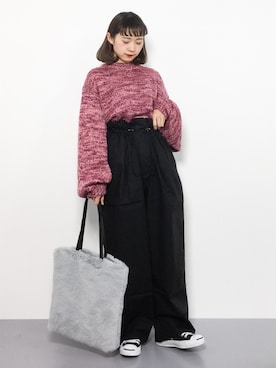 「RED CHOP WORKS（レッドチョップワークス）のアイテム（パンツ）」を使った、チョコビさん（レディース・154cm）の冬コーディネート