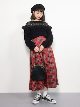 「青文字系」｜チョコビさん（レディース・154cm）の冬コーディネート