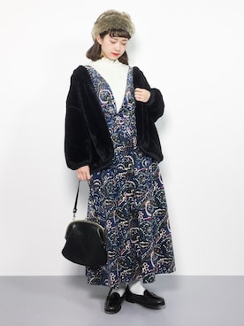 「ちょこびおすすめ」｜「アイテム（その他アウター）」を使った、チョコビさん（レディース・154cm）の冬コーディネート
