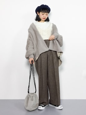 「コーディガン」｜「アイテム（ブルゾン）」を使った、チョコビさん（レディース・154cm）の冬コーディネート