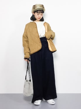 「DOUBLE NAME（ダブルネーム）のアイテム（ブルゾン）」を使った、チョコビさん（レディース・154cm）の冬コーディネート