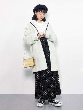 「ちょこびおすすめ」｜「アイテム（その他アウター）」を使った、チョコビさん（レディース・154cm）の冬コーディネート