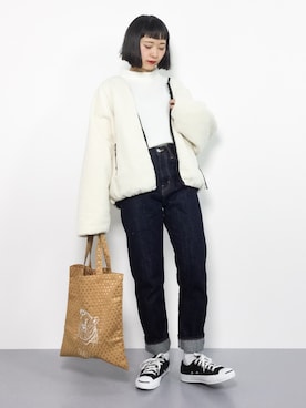 「ちょこびおすすめ」｜「アイテム（ブルゾン）」を使った、チョコビさん（レディース・154cm）の冬コーディネート