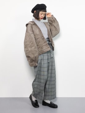 「フリルネック」｜「アイテム（その他アウター）」を使った、チョコビさん（レディース・154cm）の冬コーディネート