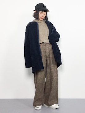 「だぼだぼ」｜「アイテム（ブルゾン）」を使った、チョコビさん（レディース・154cm）の冬コーディネート