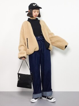「ちょこびおすすめ」｜「アイテム（ブルゾン）」を使った、チョコビさん（レディース・154cm）の冬コーディネート