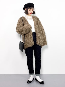「ちょこびおすすめ」｜「アイテム（ブルゾン）」を使った、チョコビさん（レディース・154cm）の冬コーディネート