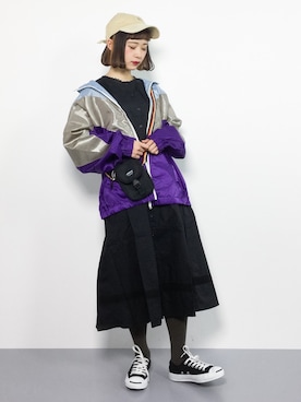 「ちょこびおすすめ」｜「アイテム（ブルゾン）」を使った、チョコビさん（レディース・154cm）の冬コーディネート