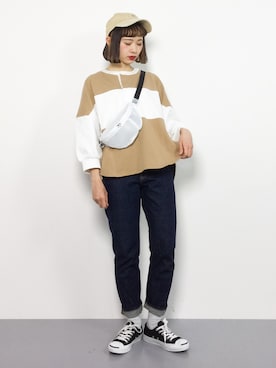 「ラガーシャツ」｜チョコビさん（レディース・154cm）の冬コーディネート