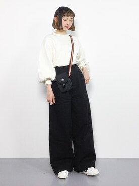 「reca（レカ）のアイテム（チノパンツ）」を使った、チョコビさん（レディース・154cm）の冬コーディネート