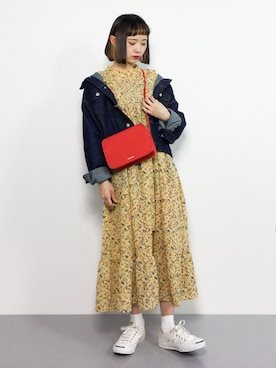 「one after another NICE CLAUP（ワンアフターアナザーナイスクラップ）のアイテム（デニムジャケット）」を使った、チョコビさん（レディース・154cm）の冬コーディネート