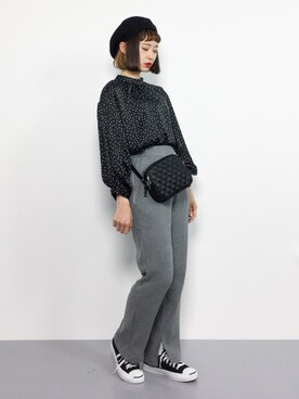 「RED CHOP WORKS（レッドチョップワークス）のアイテム（パンツ）」を使った、チョコビさん（レディース・154cm）の冬コーディネート