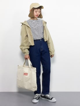 「ちょこびおすすめ」｜「アイテム（ジャケット/アウター）」を使った、チョコビさん（レディース・154cm）の春コーディネート