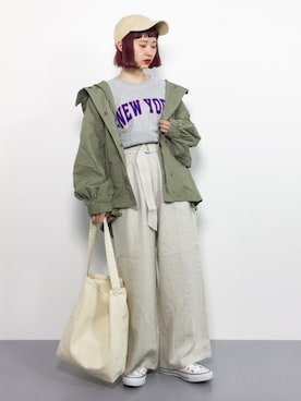 「Chico（チコ）のアイテム（モッズコート）」を使った、チョコビさん（レディース・154cm）の春コーディネート