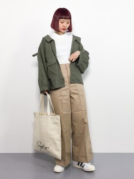 「w closet（ダブルクローゼット）のアイテム（その他アウター）」を使った、チョコビさん（レディース・154cm）の春コーディネート