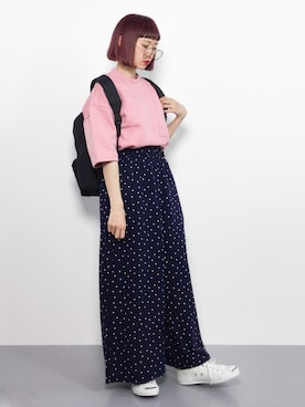 「Samansa Mos2 blue（サマンサモスモスブルー）のアイテム（パンツ）」を使った、チョコビさん（レディース・154cm）の春コーディネート