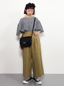 「フリルトップス」｜チョコビさん（レディース・154cm）の春コーディネート