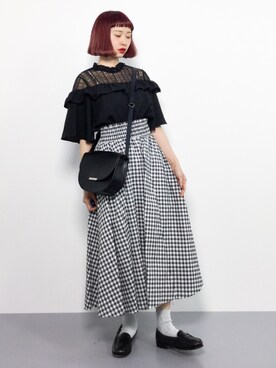 「フリルトップス」｜チョコビさん（レディース・154cm）の春コーディネート