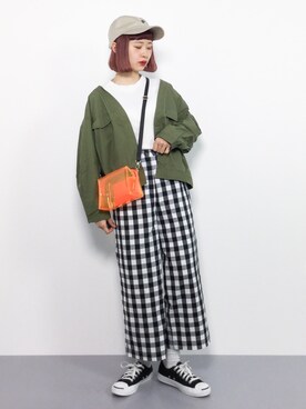 「ちょこびおすすめ」｜「アイテム（その他アウター）」を使った、チョコビさん（レディース・154cm）の春コーディネート