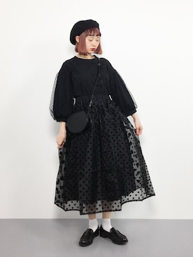 「bulle de savon（ビュルデサボン）のトパーズ　牛革ポシェット（ショルダーバッグ）」を使った、チョコビさん（レディース・154cm）の春コーディネート