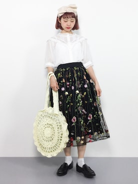 Sesto セスト の チュール花柄刺繍スカート ボリュームスカート スカート Wear