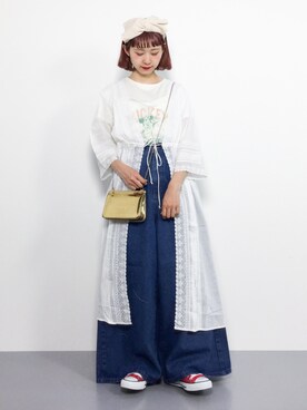 「ミッキーT」｜「アイテム（ワンピース/ドレス）」を使った、チョコビさん（レディース・154cm）の春コーディネート