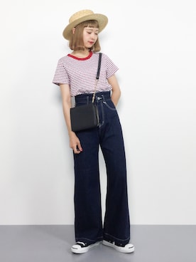 「Supreme.La.La.（シュープリームララ）のアイテム（帽子）」を使った、チョコビさん（レディース・154cm）の夏コーディネート
