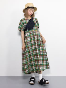 「PAR ICI（パーリッシィ）のアイテム（ワンピース）」を使った、チョコビさん（レディース・154cm）の夏コーディネート