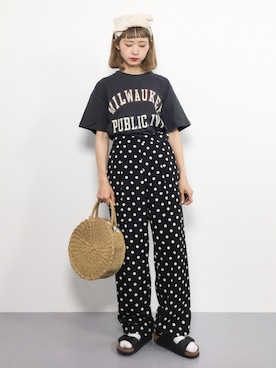 「archives（アルシーヴ）のアイテム（パンツ）」を使った、チョコビさん（レディース・154cm）の夏コーディネート