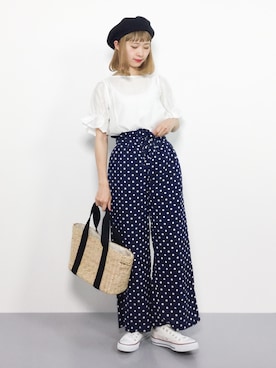 「archives（アルシーヴ）のアイテム（パンツ）」を使った、チョコビさん（レディース・154cm）の夏コーディネート