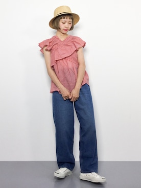 「青文字系」｜チョコビさん（レディース・154cm）の夏コーディネート