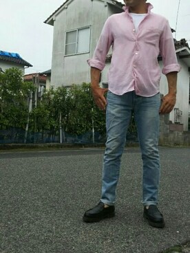 「RED CARD TOKYO（レッドカード）のRED CARD: SHIPS別注 ジャストレングス仕様 スリムテーパードデニム "RHYTHM"■（デニムパンツ）」を使った、hashiさん（メンズ・167cm）の夏コーディネート