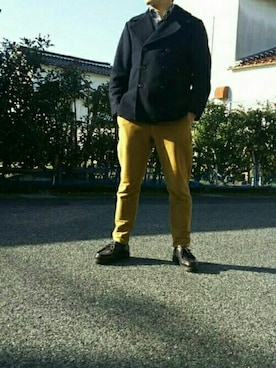 「BLUE BLUE（ブルーブルー）のアイテム（ピーコート）」を使った、hashiさん（メンズ・167cm）の冬コーディネート
