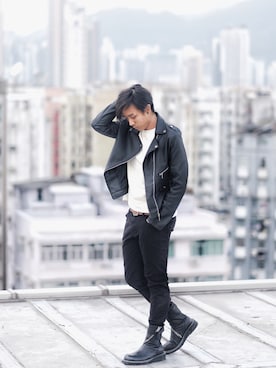「LOVE」｜「アイテム（ジャケット/アウター）」を使った、Andrew KHさん（メンズ・173cm）の冬コーディネート